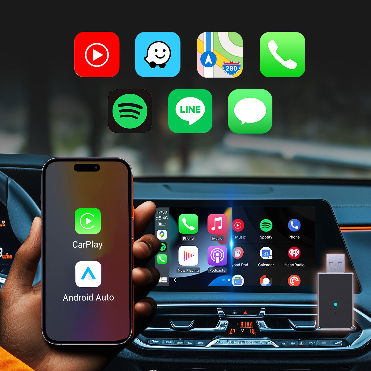 Mini Pro Max A Wireless CarPlay/Android Auto Adapter