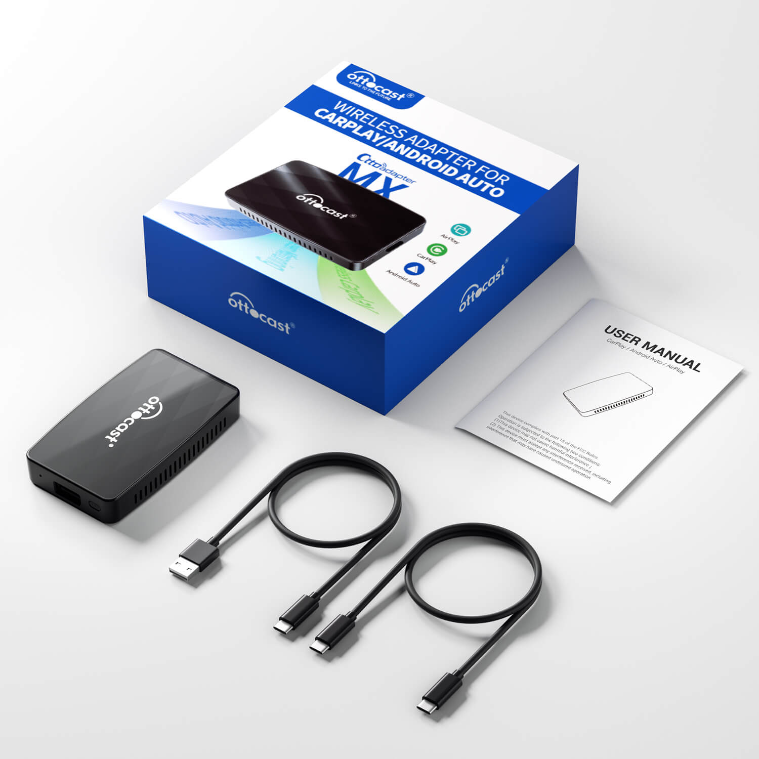 Ottoadapter MX Draadloze CarPlay/Android Auto 3-in-1-adapter