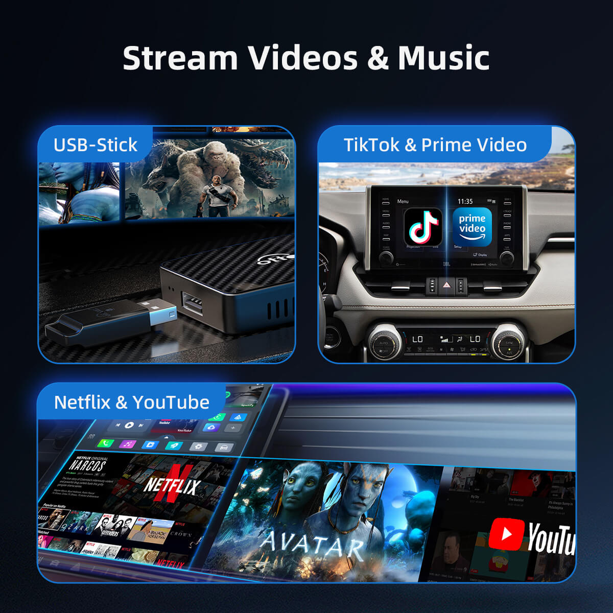 Adattatore tutto in uno Play2Video Pro Wireless CarPlay/Android Auto