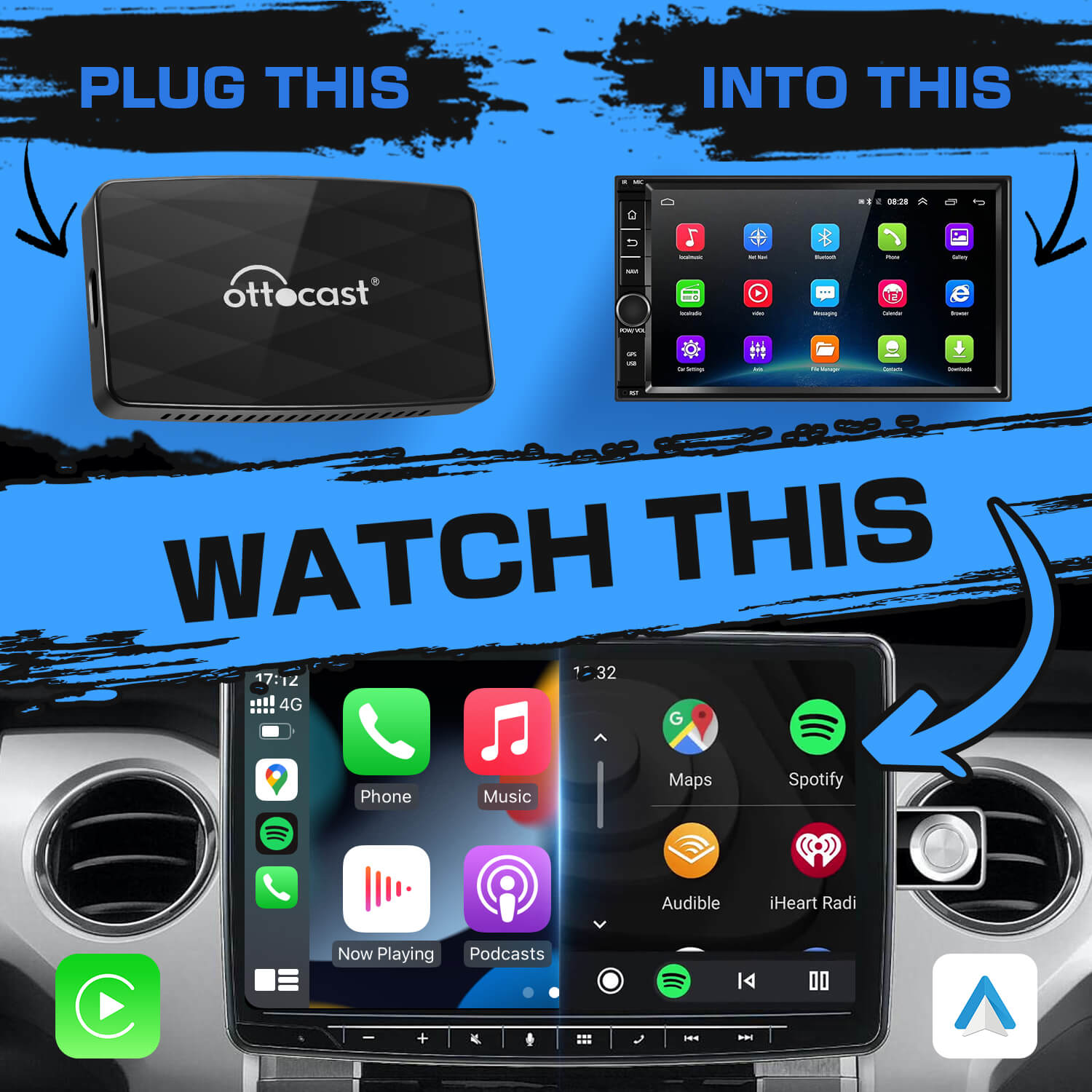 Ottoadapter MX Draadloze CarPlay/Android Auto 3-in-1-adapter
