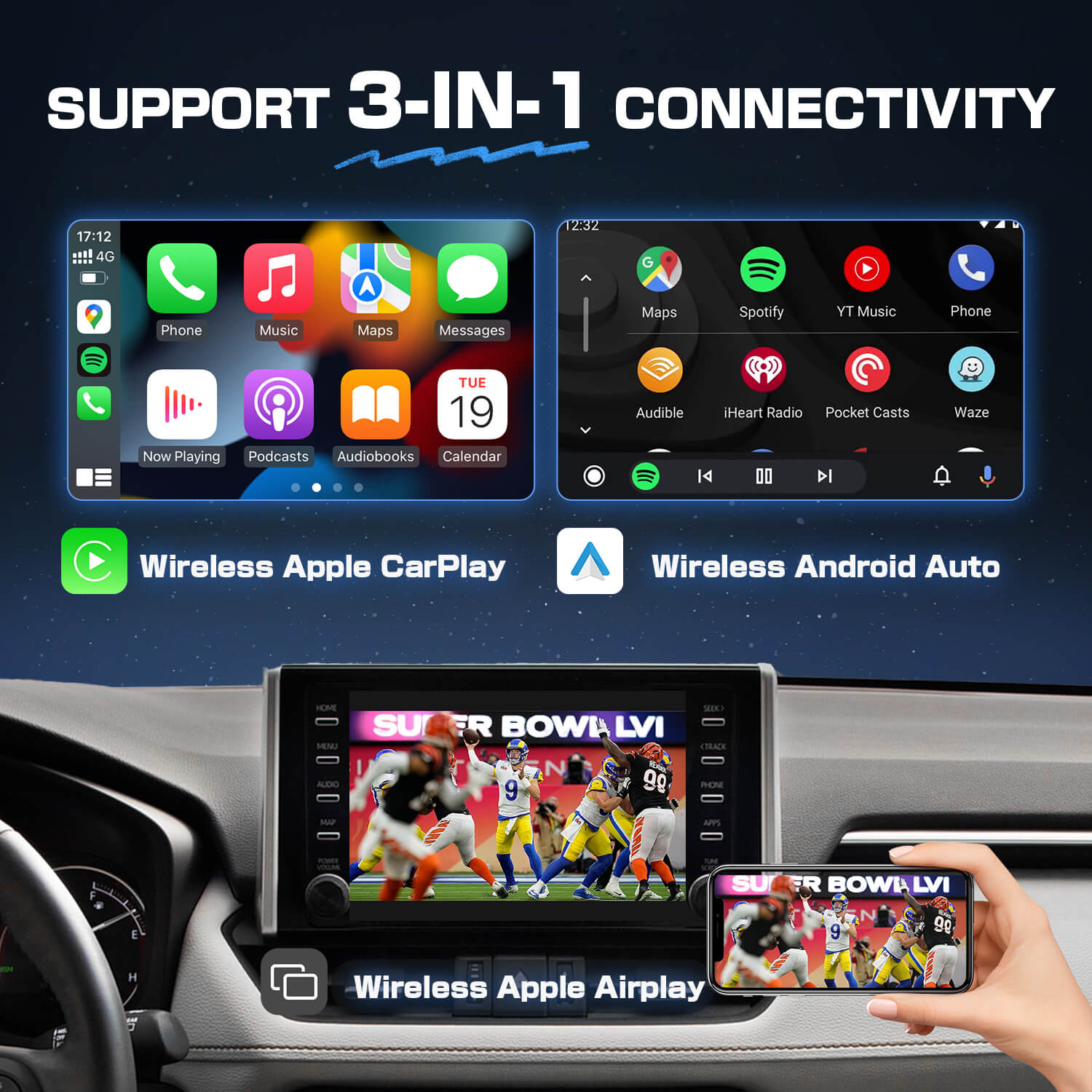 Ottoadapter MX Draadloze CarPlay/Android Auto 3-in-1-adapter