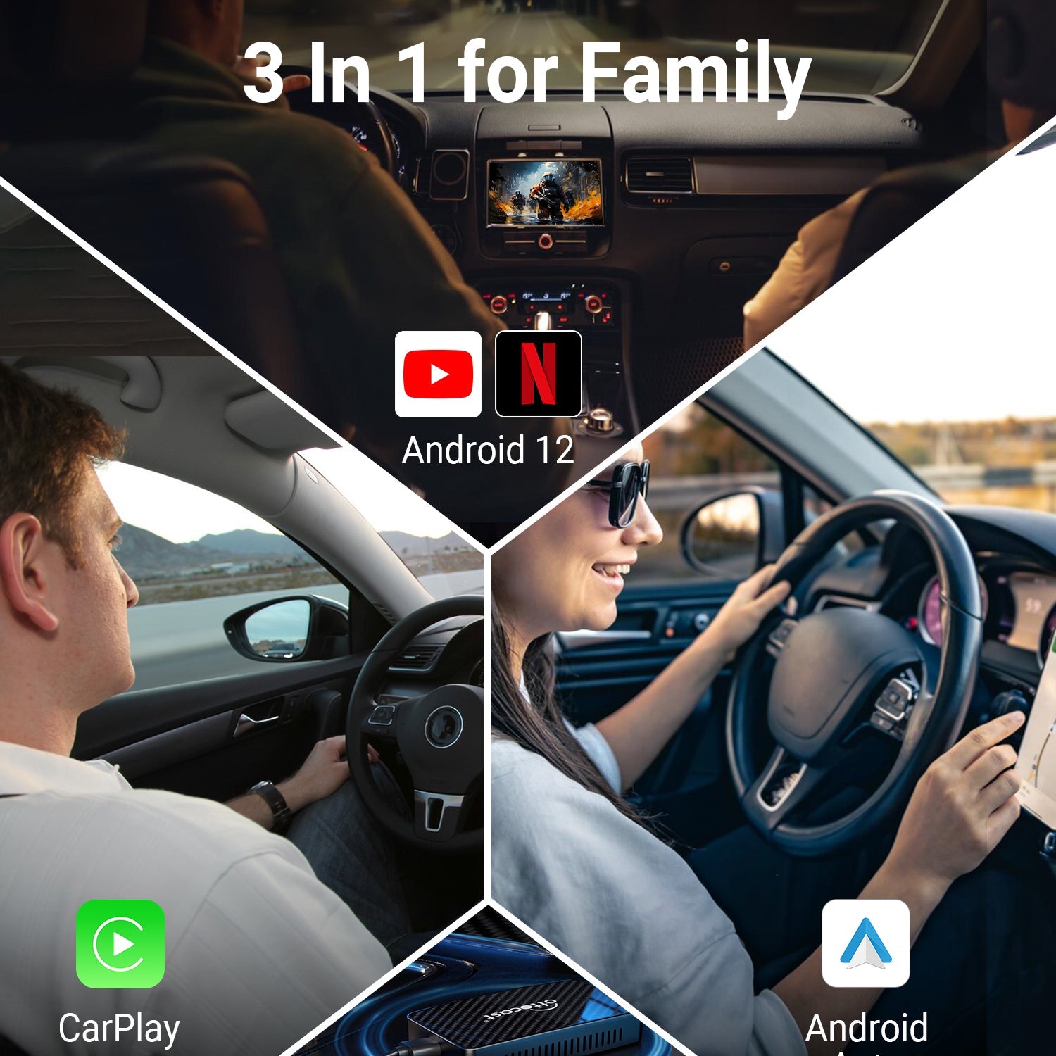 Play2Video Pro A Wireless CarPlay/ Android Auto All-in-one Adapter