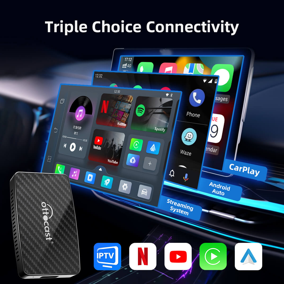 Play2Video Pro A Wireless CarPlay/ Android Auto All-in-one Adapter