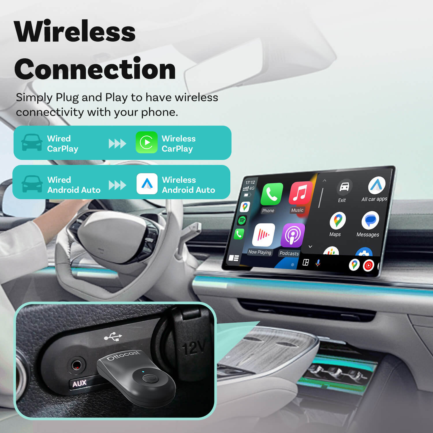 Mini AI Wireless CarPlay/Android Auto Adapter